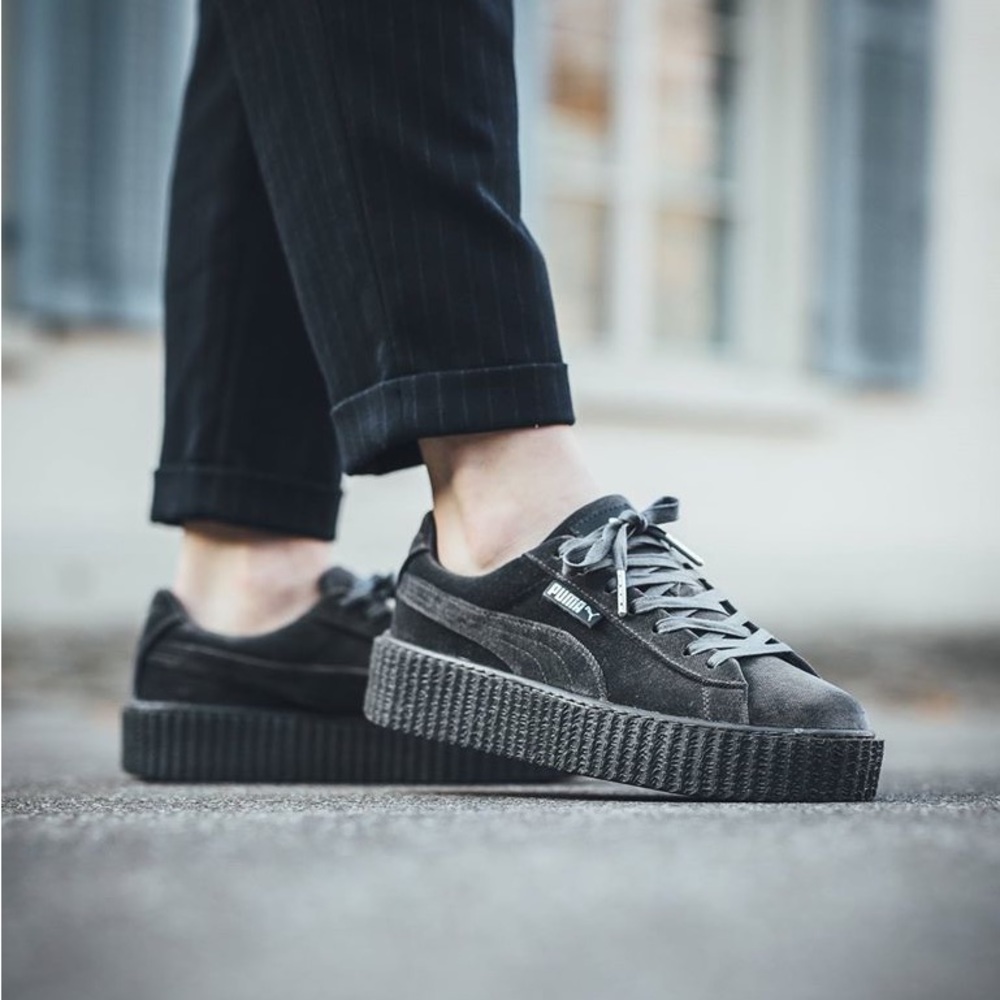 Puma x Fenty Limited Edition Velvet Creepers Platform Grey